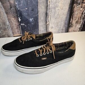 Vans‎ Era Black Low Top Sneakers Leather Heel Casual Shoes Women's 10.5 Men's  9